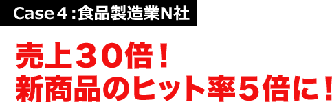 Case４:食品製造業N社 売上３０倍！新商品のヒット率５倍に！