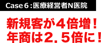 Case６:医療経営者N医院 新規客が４倍増！年商は２．５倍に